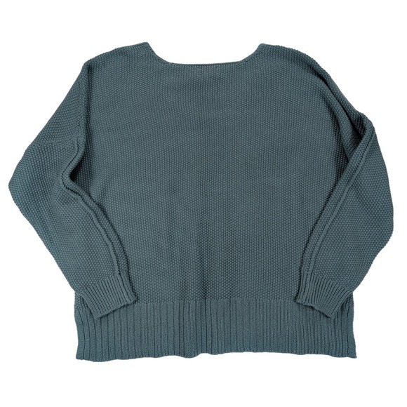 Lucky Brand Knit Sweater Women Teal XL V-neck slouchy Shoulder casual dress cozy - Picture 2 of 11